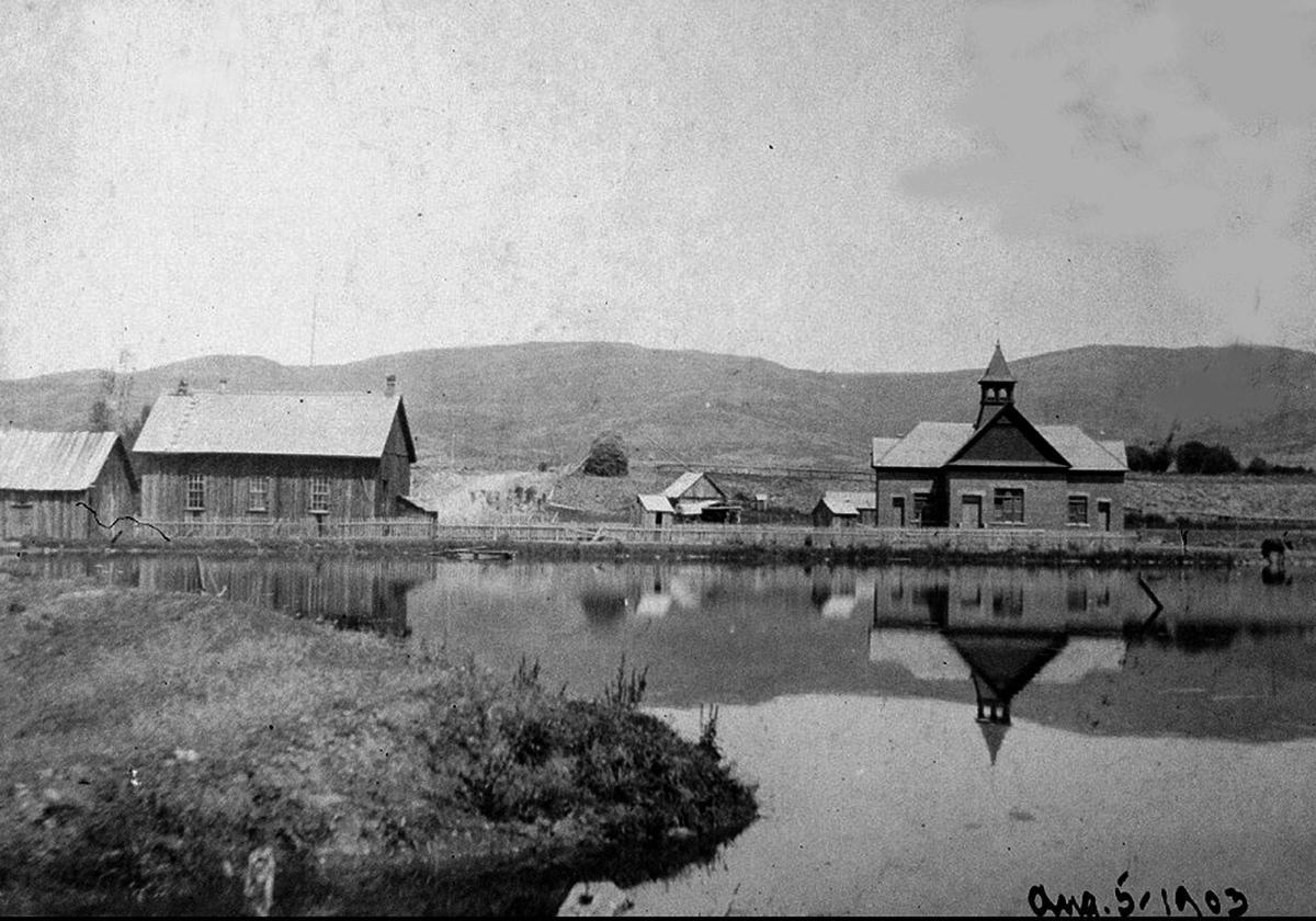 1903 image of Oakley City Hall and Millrace ponds