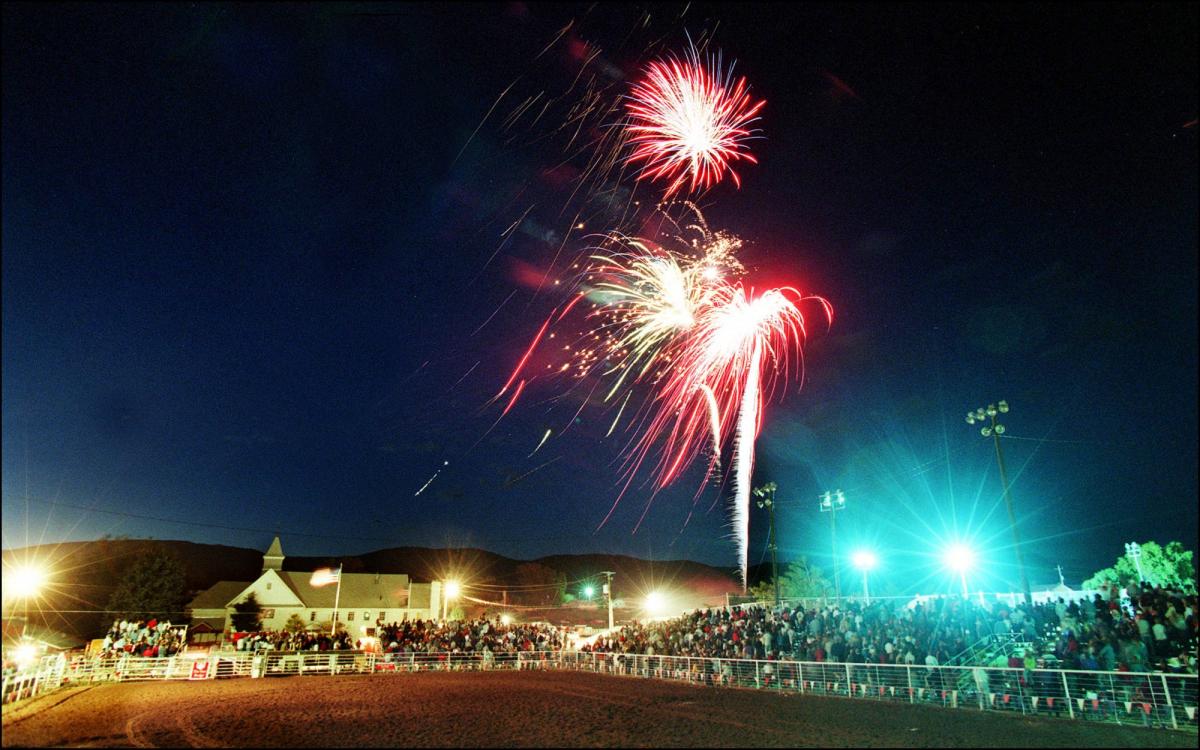Fireworks at the old rodeo arena across from City Hall